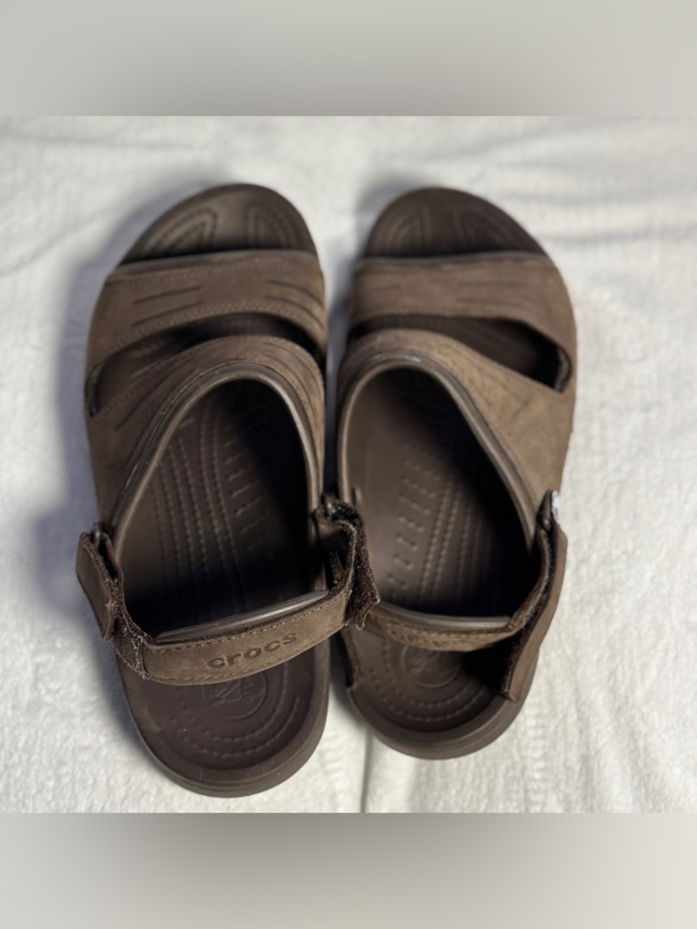 Crocs Yukon Brown Leather Two-Strap Outdoor Gorpcore Fisherman Sandals Size 12